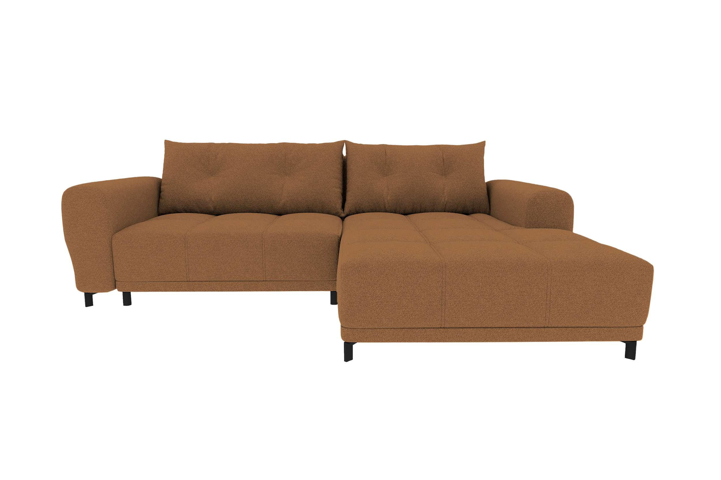 ECKSOFA Massimo Strukturstoff Rostfarben inkl. Schlaffunktion Rechts - Rostfarben/Schwarz, Textil/Metall (246/177cm) - 99rooms