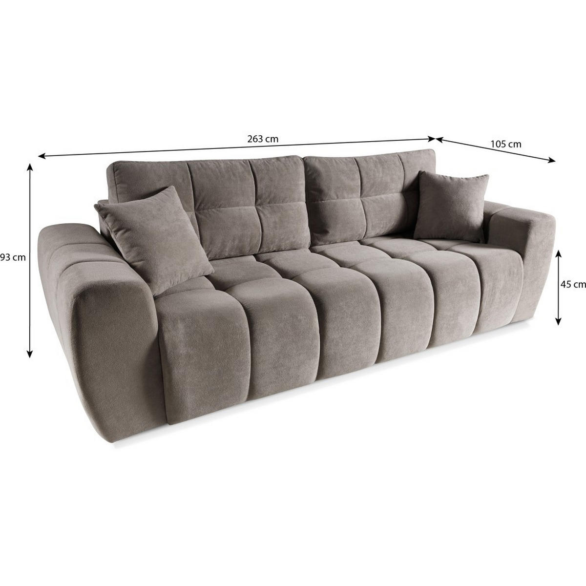 SCHLAFSOFA 3-Sitzer Favi mit Schlaffunktion, Braun - Braun, Textil (263/93/105cm) - Beautysofa