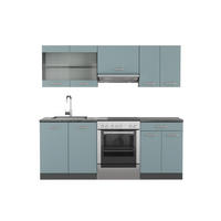 KÜCHENZEILE R-Line Blau-Grau/Anthrazit 200 cm, AP Anthrazit - Anthrazit/Blaugrau, Holzwerkstoff (200/81.6/60cm) - Vicco