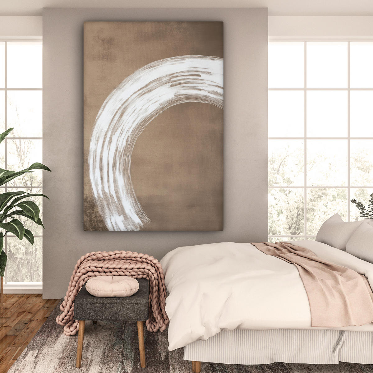 OBRAZ NA PLÁTNĚ Barva - hnědá - Japandi 90x140 cm - měděná, textil (90/140cm) - MuchoWow