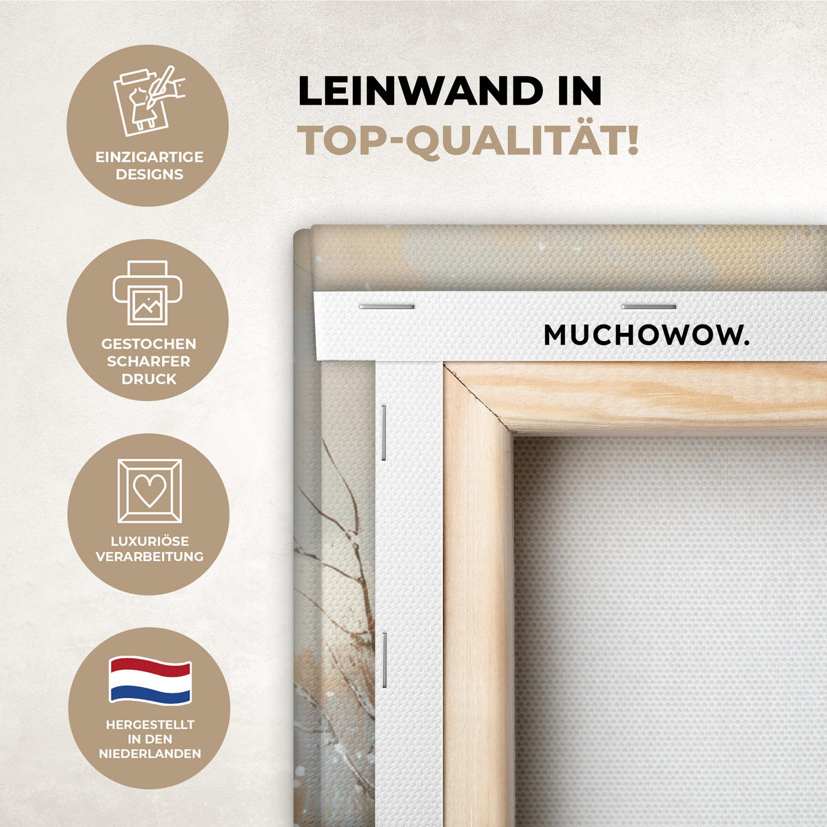 LEINWANDBILD Weihnachten - Zuhause - Winter - Schnee 60x80 cm - Creme, Textil (60/80cm) - MuchoWow