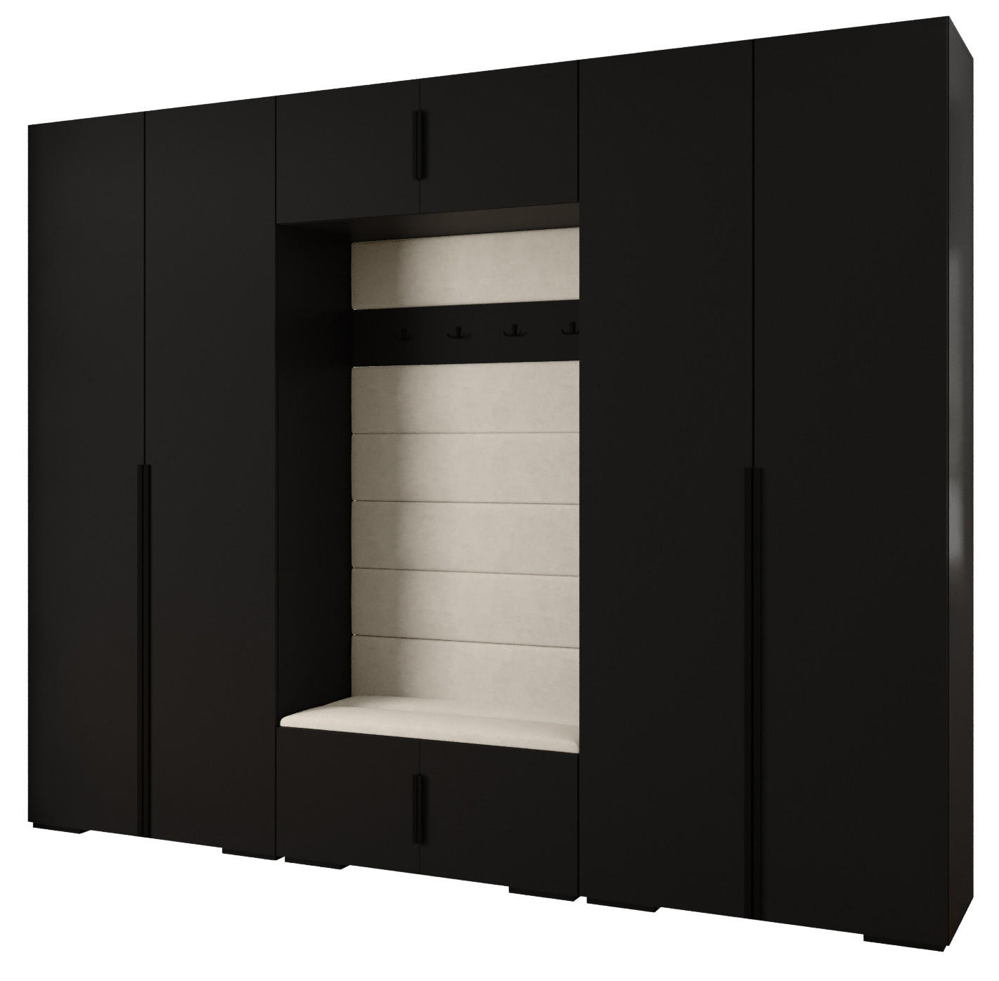 Abiks Möbel Garderoben-Set Schwarz, Beige, Schwarz 300x236.7x47 cm