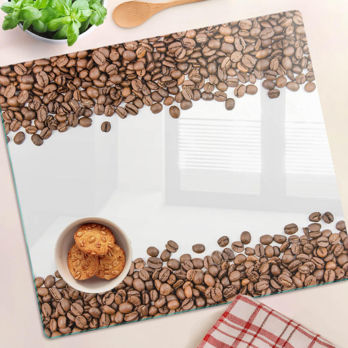 GLASPLATTE 60x52 cm Kaffeebohnen - Braun, Glas (60/0.4/52cm) - TULUP