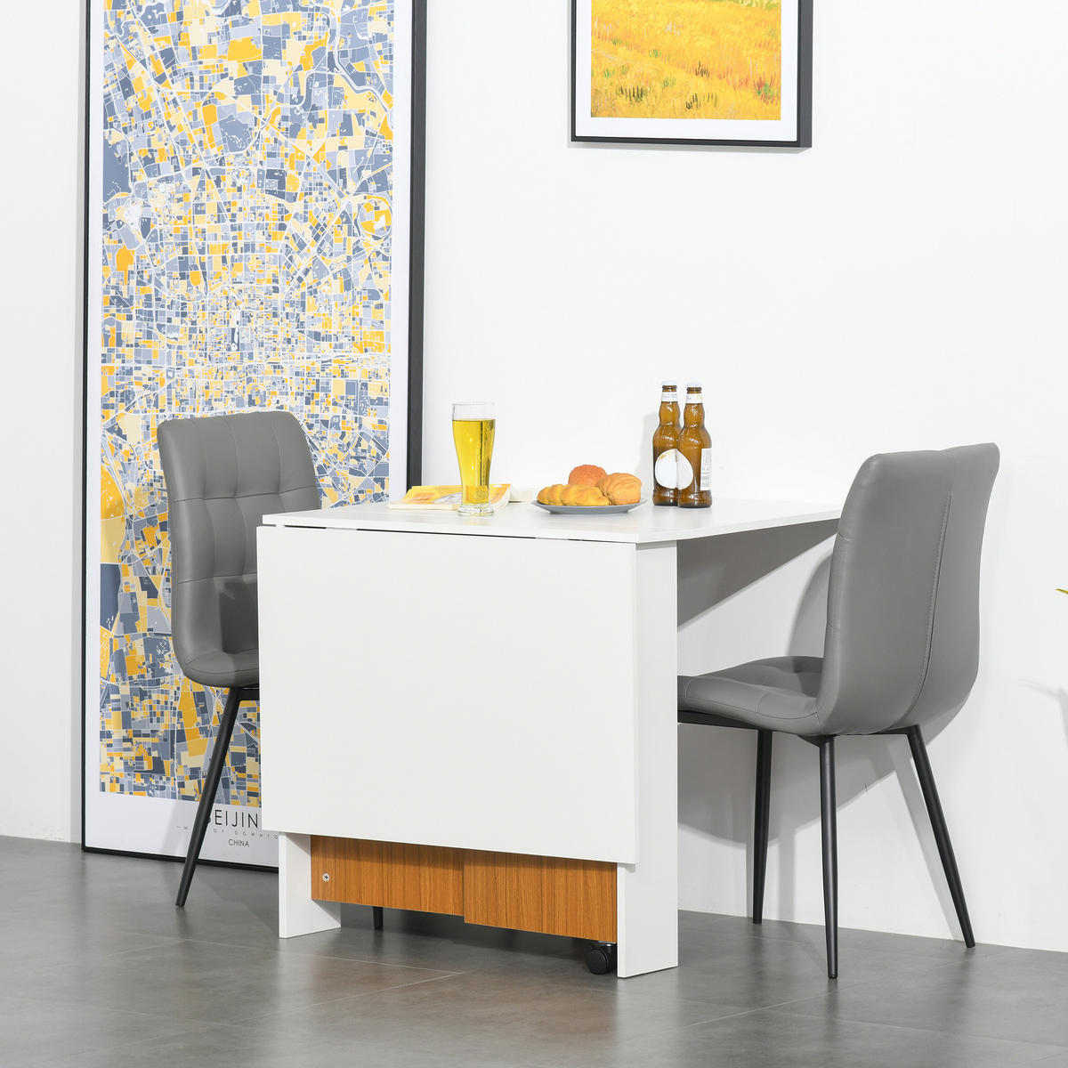 ESSTISCH Weiß, Naturholz 1 Stück - Weiß, Metall (120/80/73cm) - GiPP