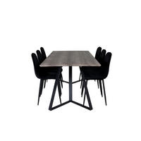 TISCHGRUPPE Schwarz - Schwarz, Holzwerkstoff (90/75/180cm) - ebuy24