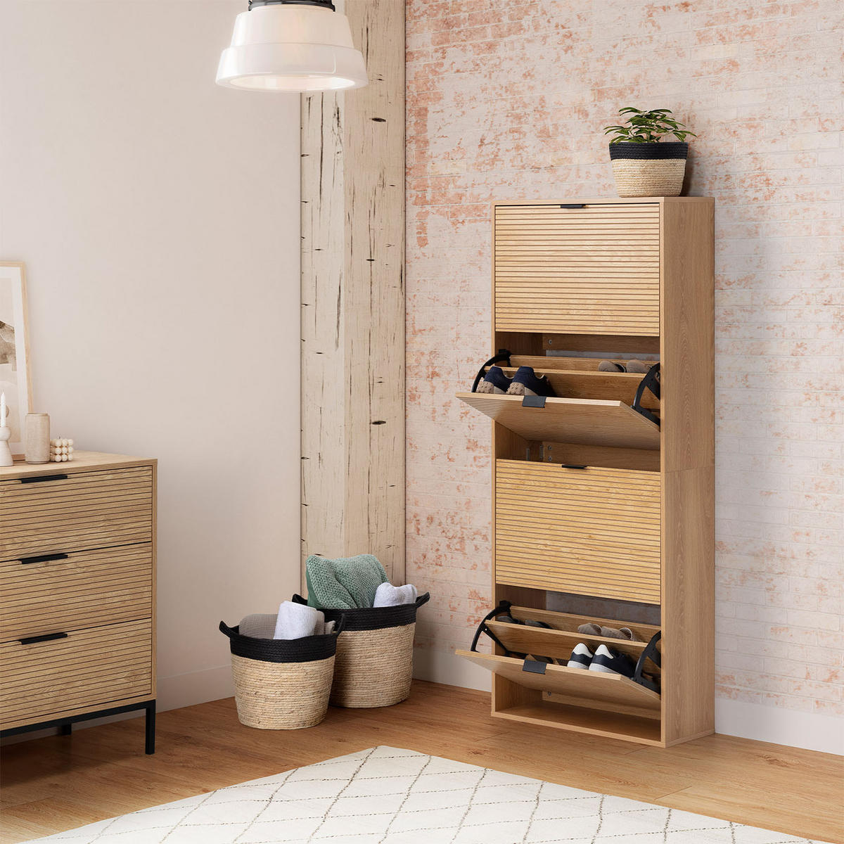 SCHUHRANK Mónica, Eichenfarben - Honigeiche, Holzwerkstoff (66/150/24cm) - VS Venta-stock