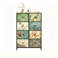 KOMMODE Holzplatte mit Stoff 8 Schubladen - Multicolor, Holz (30/100/67.5cm) - Kaket