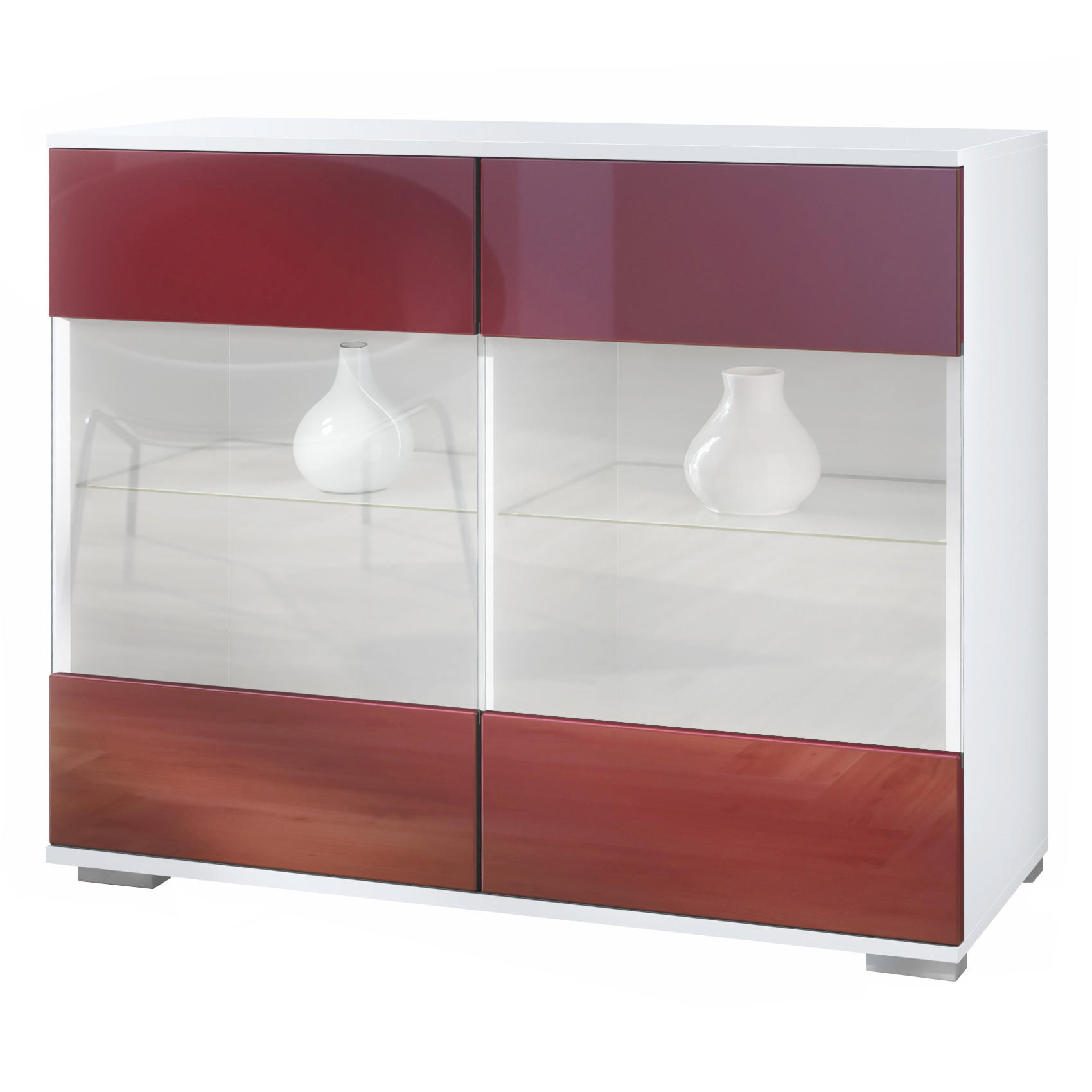 KOMMODE Bari Bordeaux Hochglanz - Bordeaux, Holzwerkstoff (92.5/75.5/35cm) - Vladon