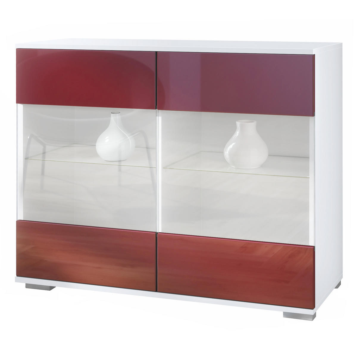KOMMODE Bari Bordeaux Hochglanz - Bordeaux, Holzwerkstoff (92.5/75.5/35cm) - Vladon