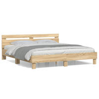 BETTGESTELL mit Kopfteil Sonoma-Eiche 200x200 cm Holzwerkstoff - Braun, Holzwerkstoff - furnicato