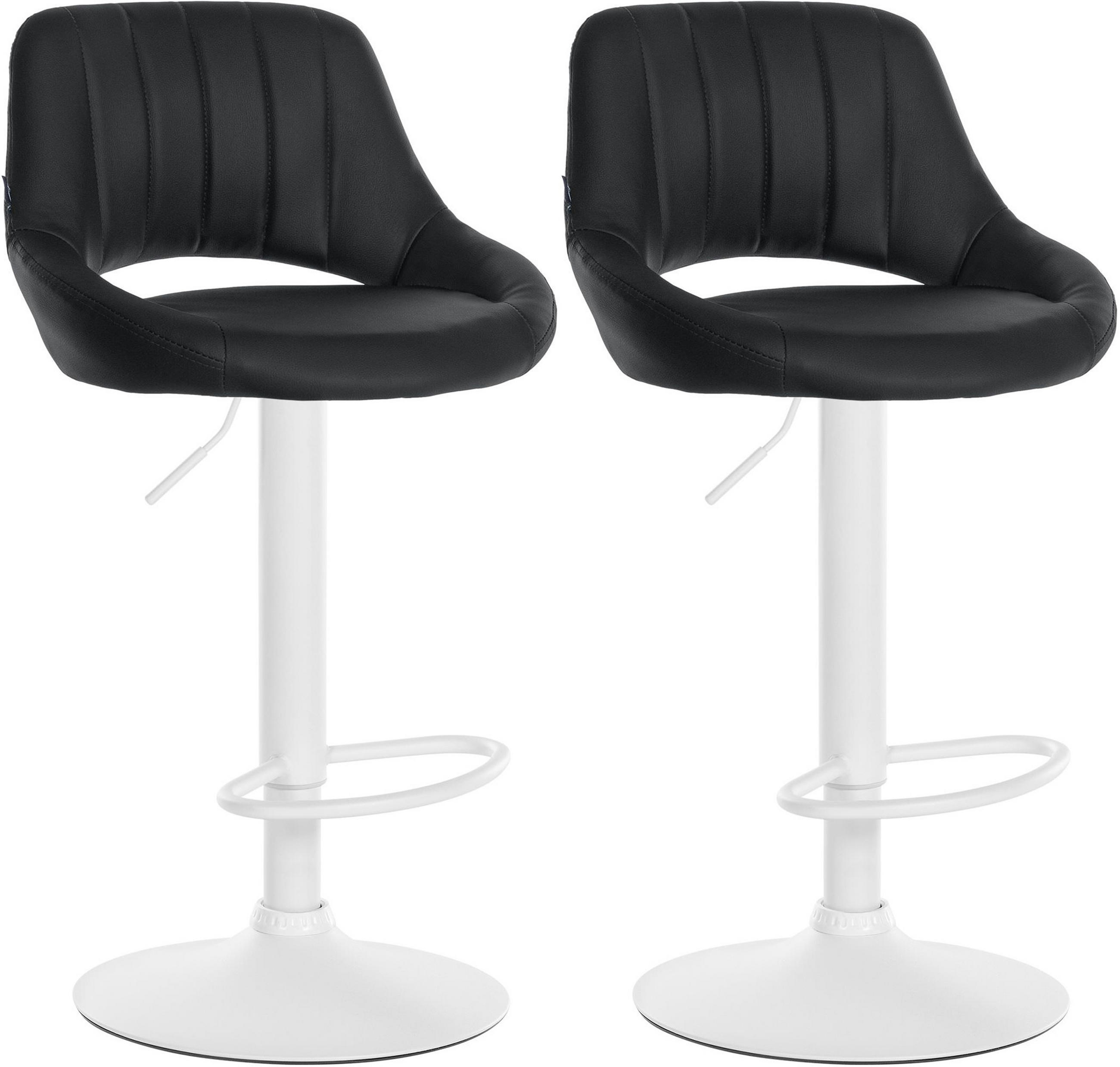 BARHOCKER 2er Set Milos Kunstleder W schwarz - Schwarz/Weiß, Kunststoff/Metall (47/106/48cm) - TPFLiving