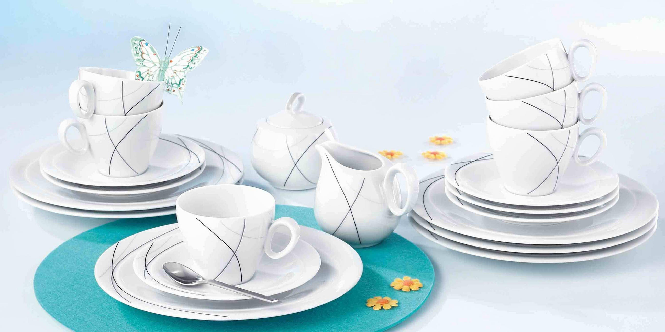 MILCH- UND ZUCKER-SET Trio Highline weiß-grau 2er Set - Weiß/Grau, Keramik (1/1cm) - Seltmann Weiden