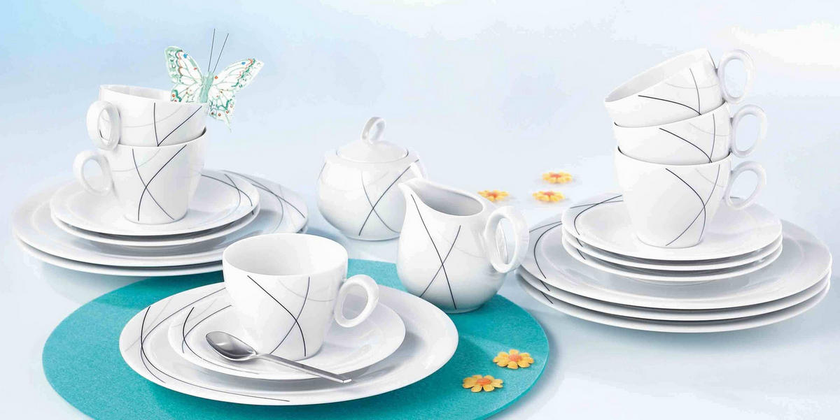 KAFFEESERVICE Trio Highline schwarz-weiß 20er Set - Schwarz/Weiß, Keramik (24/18.1/43cm) - Seltmann Weiden