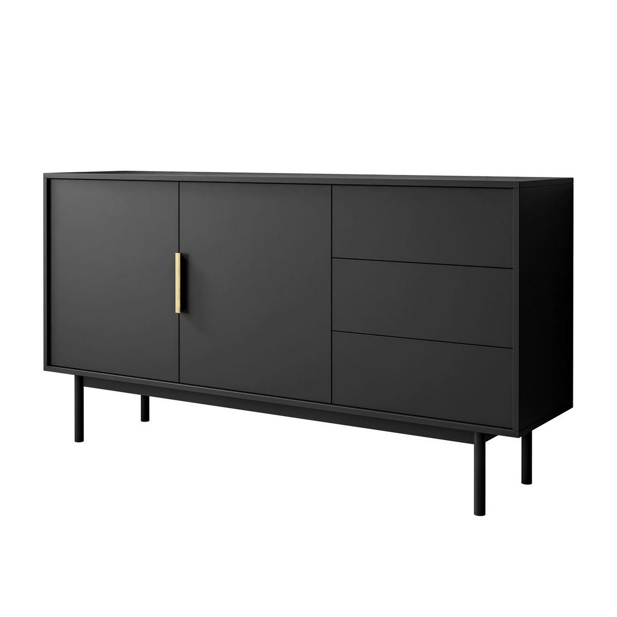 SIDEBOARDS MIRACLE 2D3S mit Schubladen Schwarz - Schwarz, Holzwerkstoff (154/82/39cm) - Lookway