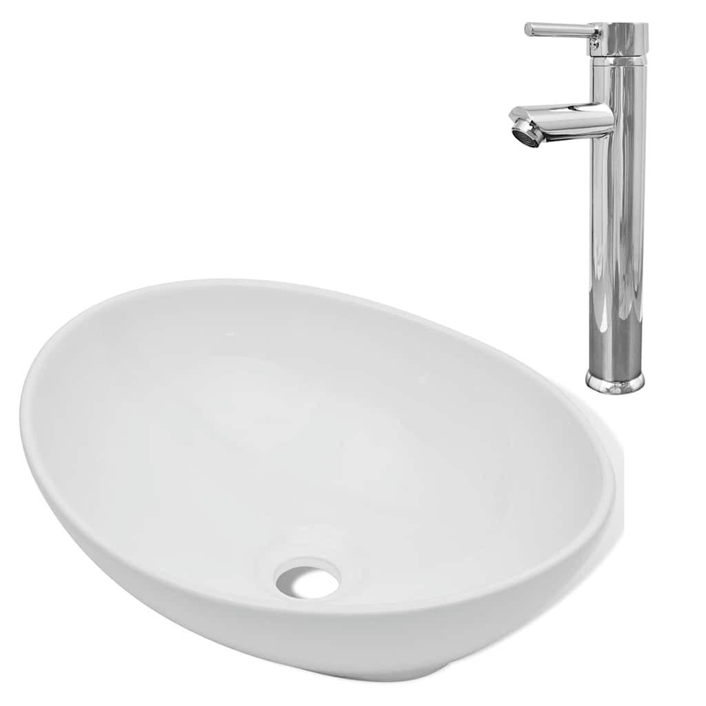 WASCHBECKEN mit Waschtischarmatur Laventure 40/33/13.5 cm - Weiß, Keramik (40/13.5/33cm) - Nettlife