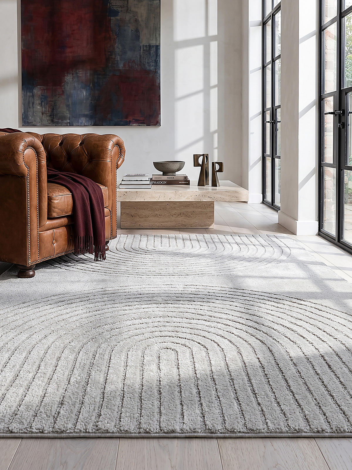 KURZFLORTEPPICH Geometrisch MUOTA Polypropylen Grau 120 x 160 cm - Grau, Textil (120/160cm) - KADIMA DESIGN