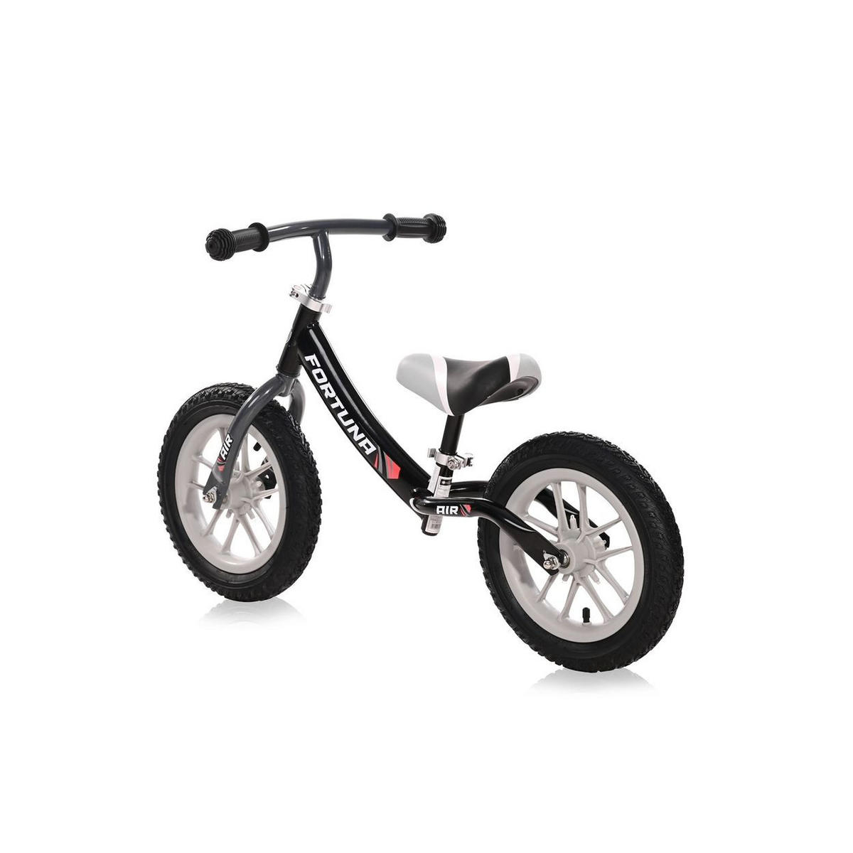 LAUFRAD Fortuna 12 Zoll schwarz leuchtende Felgen, Lenker verstellbar - Schwarz, Metall (82/40/54cm) - Lorelli