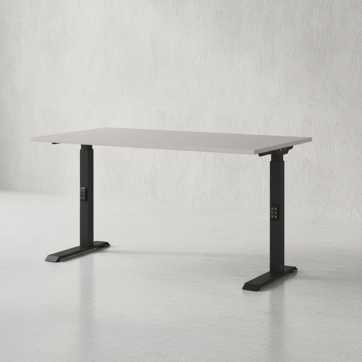 SCHREIBTISCH höheneinstellbar "Stuttgart" 68-91cm Kaschmir/Schwarz 140x80cm, C-Fuß - Beige, Holzwerkstoff/Metall (80/140/91cm) - KADIMA DESIGN