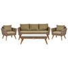 LOUNGE-SET 5-sitzer PE Rattan Olivgrün Vittoria - Beige/Dunkelbraun, Kunststoff - Beliani