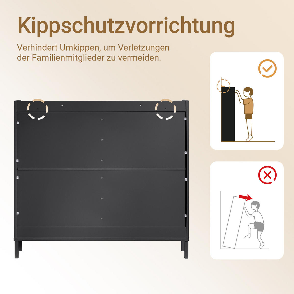 SCHUHSCHRANK mit 4 Klappen schmal 100x91x19cm Schwarz - Schwarz, Holzwerkstoff/Metall (100/91/19cm) - SoBuy