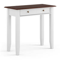 SCHMINKTISCH Belluno Elegante Kiefer weiß (RAL9010) lackiert / Kiefer gebeizt, Nussbaumfarben 93 / 44 / 84cm - Nussbaumfarben/Weiß, Holz/Metall (44/93/84cm) - Feldmann-Wohnen