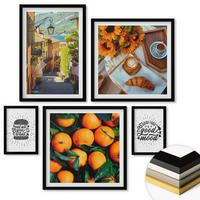 WANDBILDER 5er-Set - 50x50 cm & 20x30 cm & 40x60 cm Schwarzer Rahmen - Juicy Oranges Kitchen - Schwarz, Kunststoff (40/60cm) - ArtPrintCave