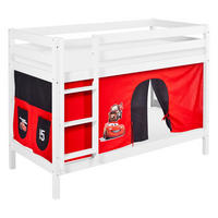 ETAGENBETT JELLE 90x200 cm Disney Cars - Hochbett - inkl. Vorhang und 2 Lattenrosten - Weiß, Holz - Lilokids