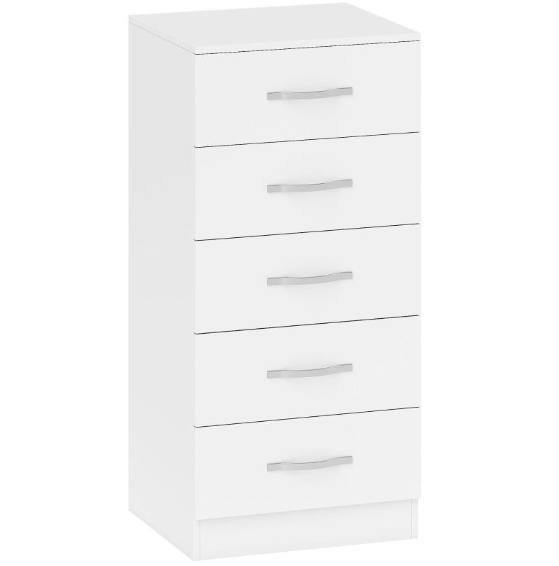 SCHUBLADENKOMMODE 40/35/85 cm mit 5 Schubladen und silberfarbenen Griffen - Weiß, Holz (40/85/35cm) - BEAOK