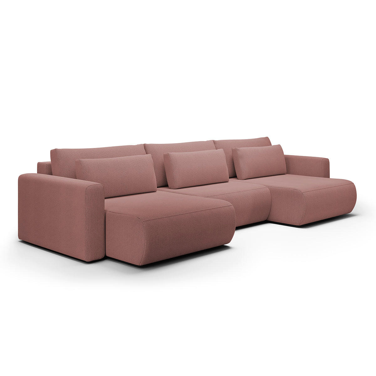 PANORAMASOFA Evy 4 Sitzplätze Rose - Pink, Holz (340/82/149cm) - Petits-meubles