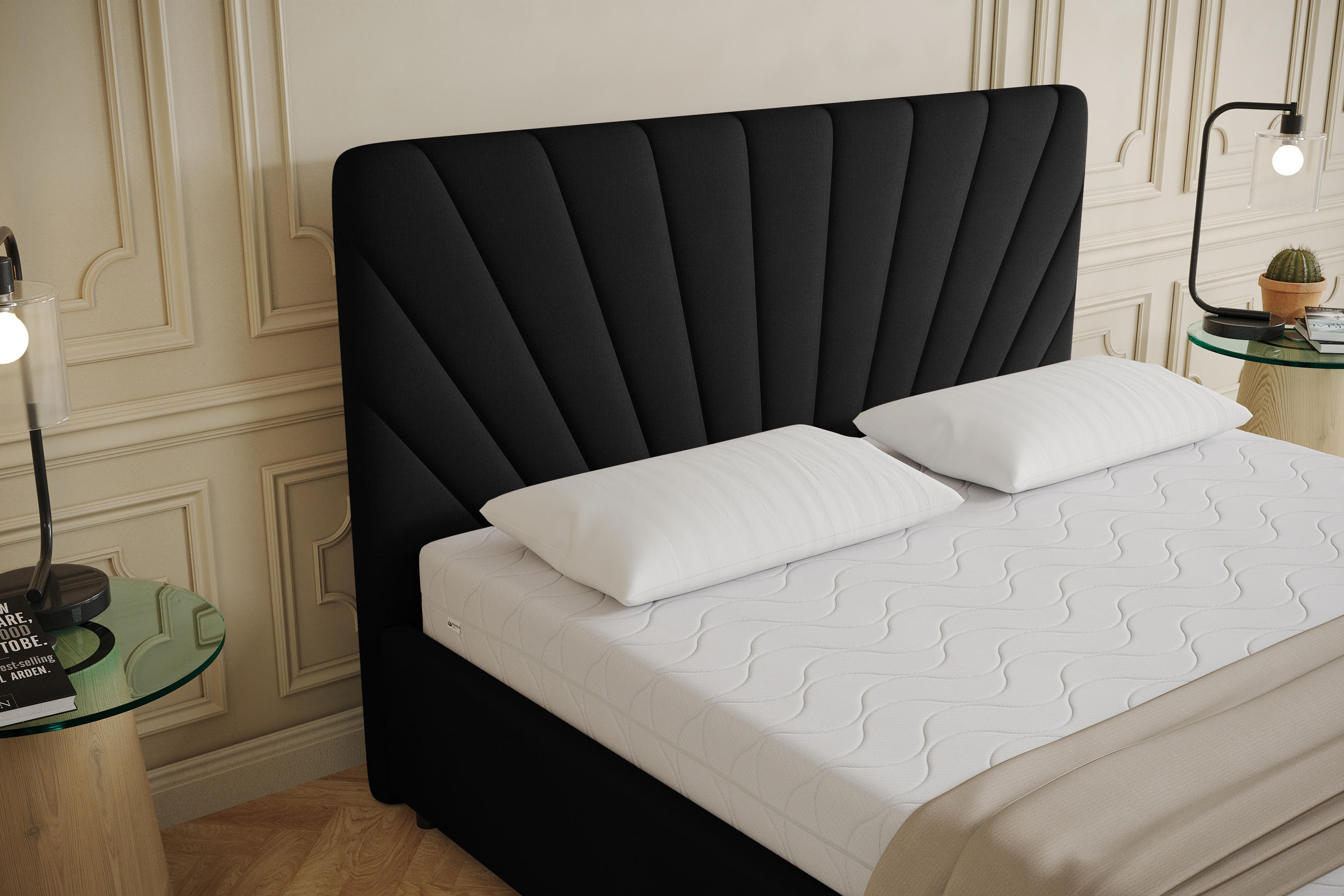 Thumbnail - Panda Möbel Polsterbett, Schwarz, Holz, Mode, 160x200 cm, Oeko-Tex® Standard 100, Schlafzimmer, Betten, Polsterbetten