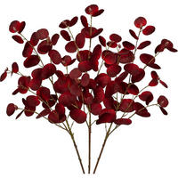 KUNSTPFLANZE Eukalyptuszweig 3er Set Dunkelrot 81 cm - Bordeaux, Kunststoff (81cm)
