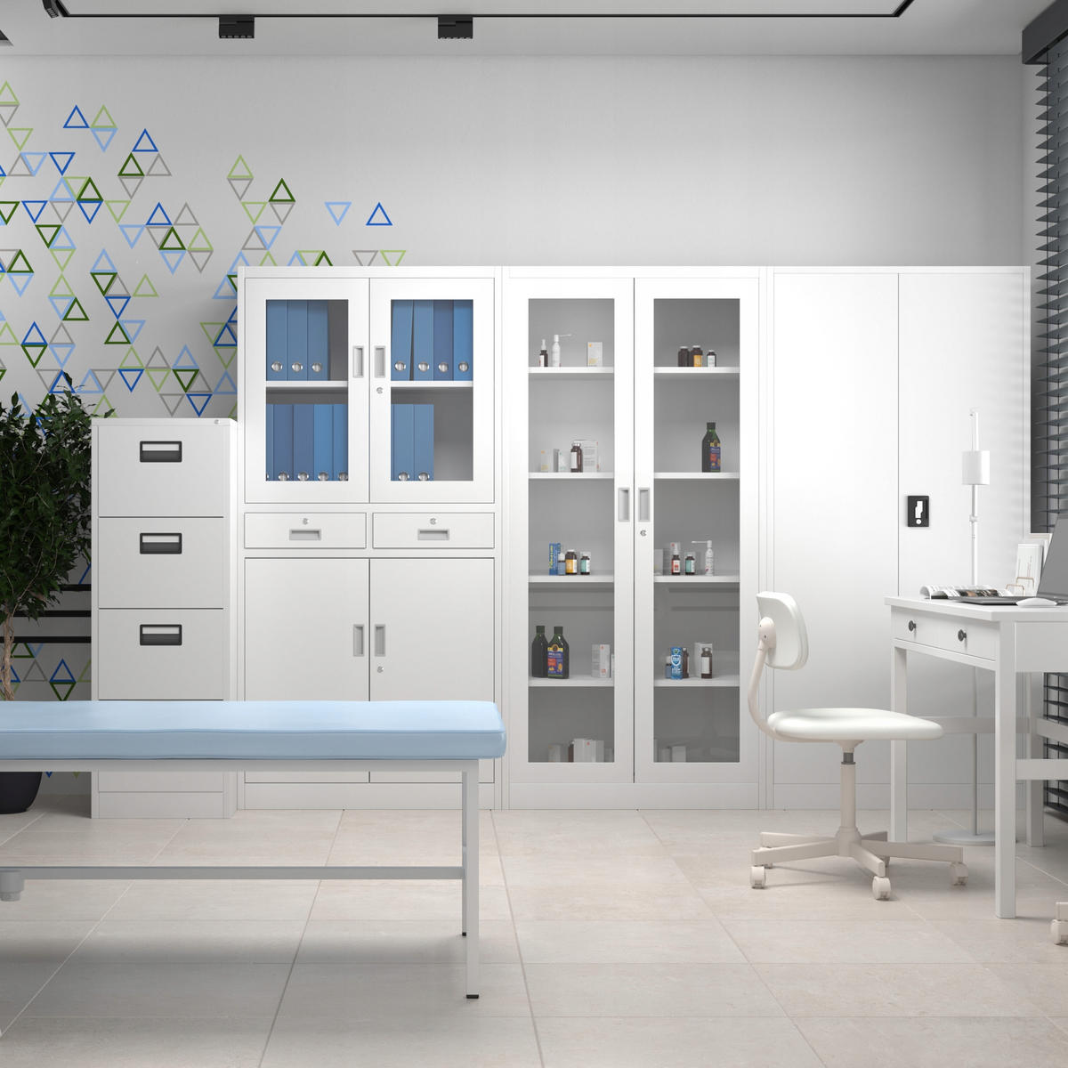 VITRINENSCHRANK Amelia - Weiß, Metall (90/185/40cm) - Jan Nowak