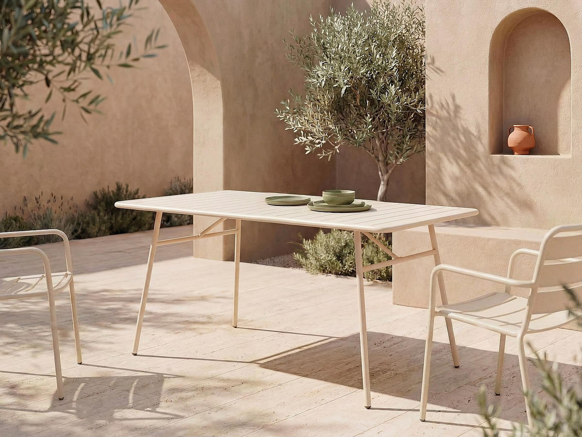 GARTENTISCH - 4 Personen, 6 Personen - Metall - Beige - - Beige, Metall (80/160/74.5cm) - Vente-Unique