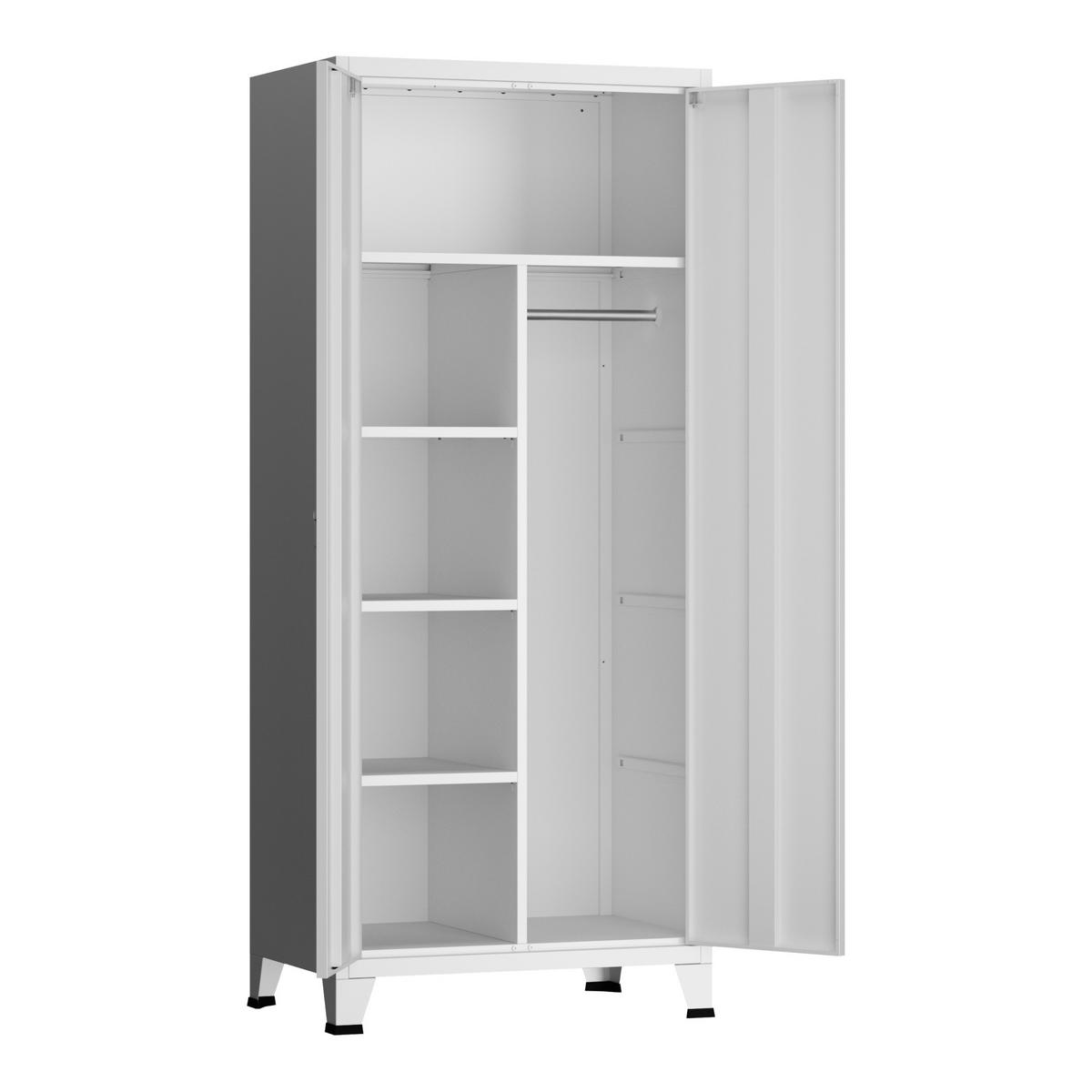 KLEIDERSCHRANK Hankasalmi - Weiß, Metall (90/180/40cm) - [en.casa]