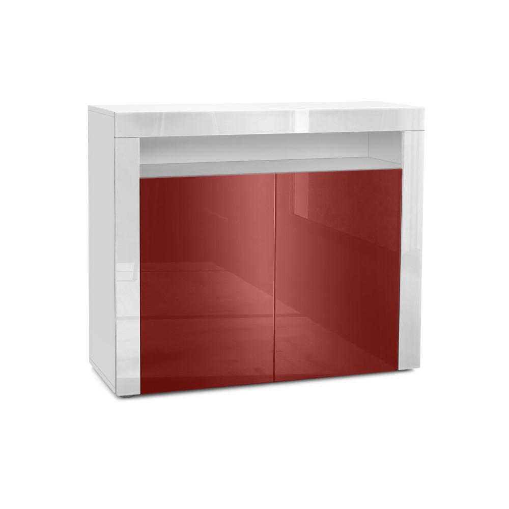 KOMMODE Valencia Bordeaux Hochglanz / Weiß Hochglanz - Bordeaux, Holzwerkstoff (108/92/40cm) - Vladon