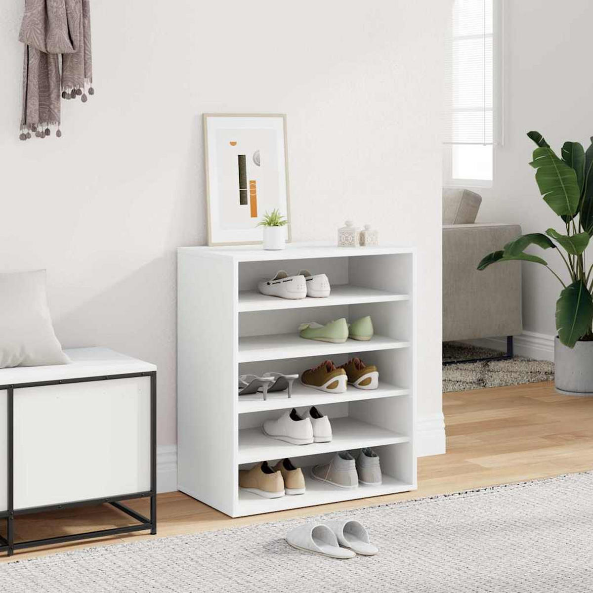 SCHUHSCHRANK Weiss 60/35/70 Cm Holzwerkstoff - Weiß, Holzwerkstoff (35/70/60cm) - vidaXL
