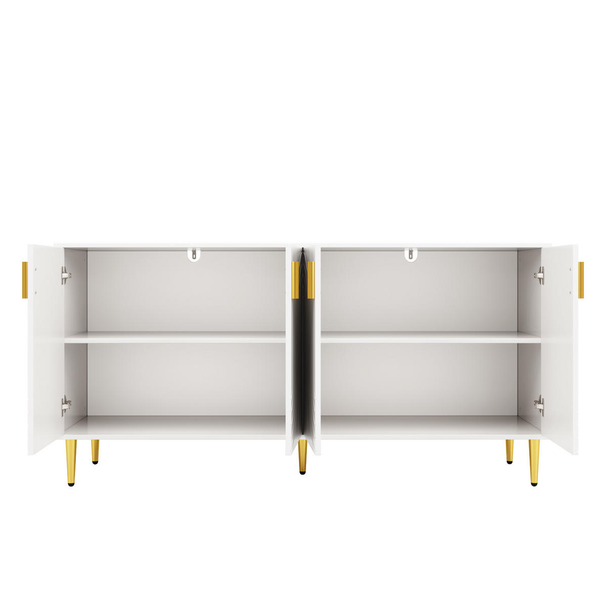 SIDEBOARD, 152/40/75 cm, MDF bílá se zlatými detaily a vlnitými dvířky - bílá, kompozitní dřevo (40/75/152cm) - Modenvie