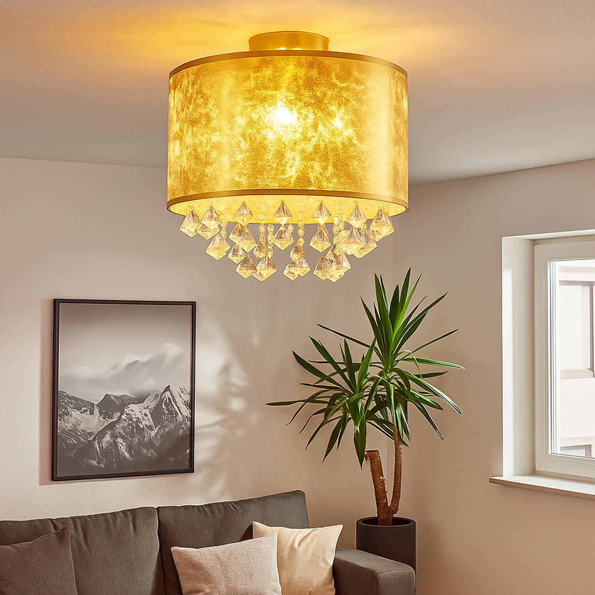 LED DECKENLEUCHTE Metall Gold - Goldfarben, Metall (30/30/31cm) - Globo Lighting