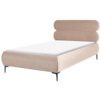 BETT mit Lattenrost 120/200 Samtstoff Taupe Lessay - Taupe/Braun, Textil (120/200cm) - Beliani