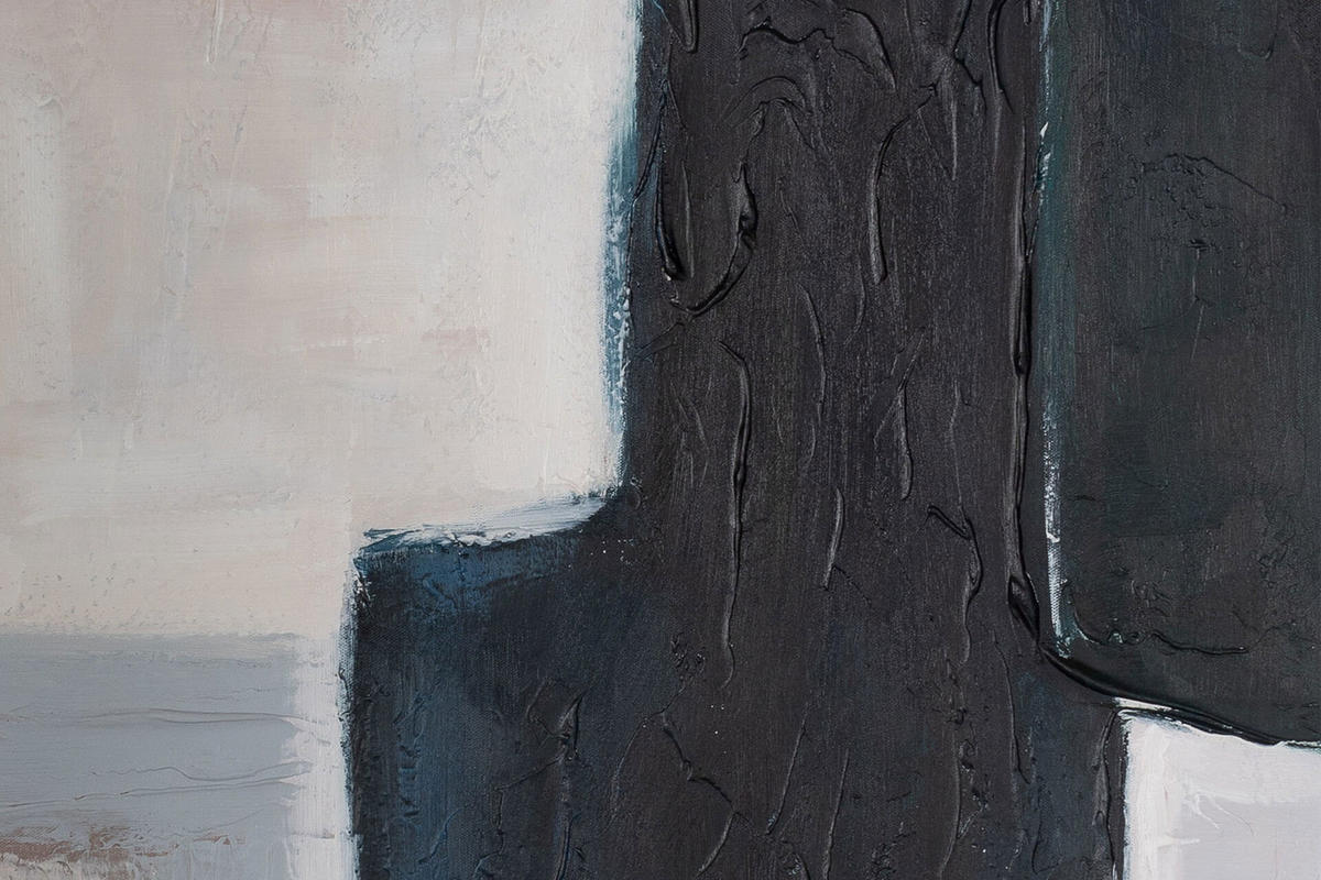 ACRYLBILD HANDGEMALT 75/100 cm - Beige/Schwarz, Holz/Textil (2/100cm) - KUNSTLOFT