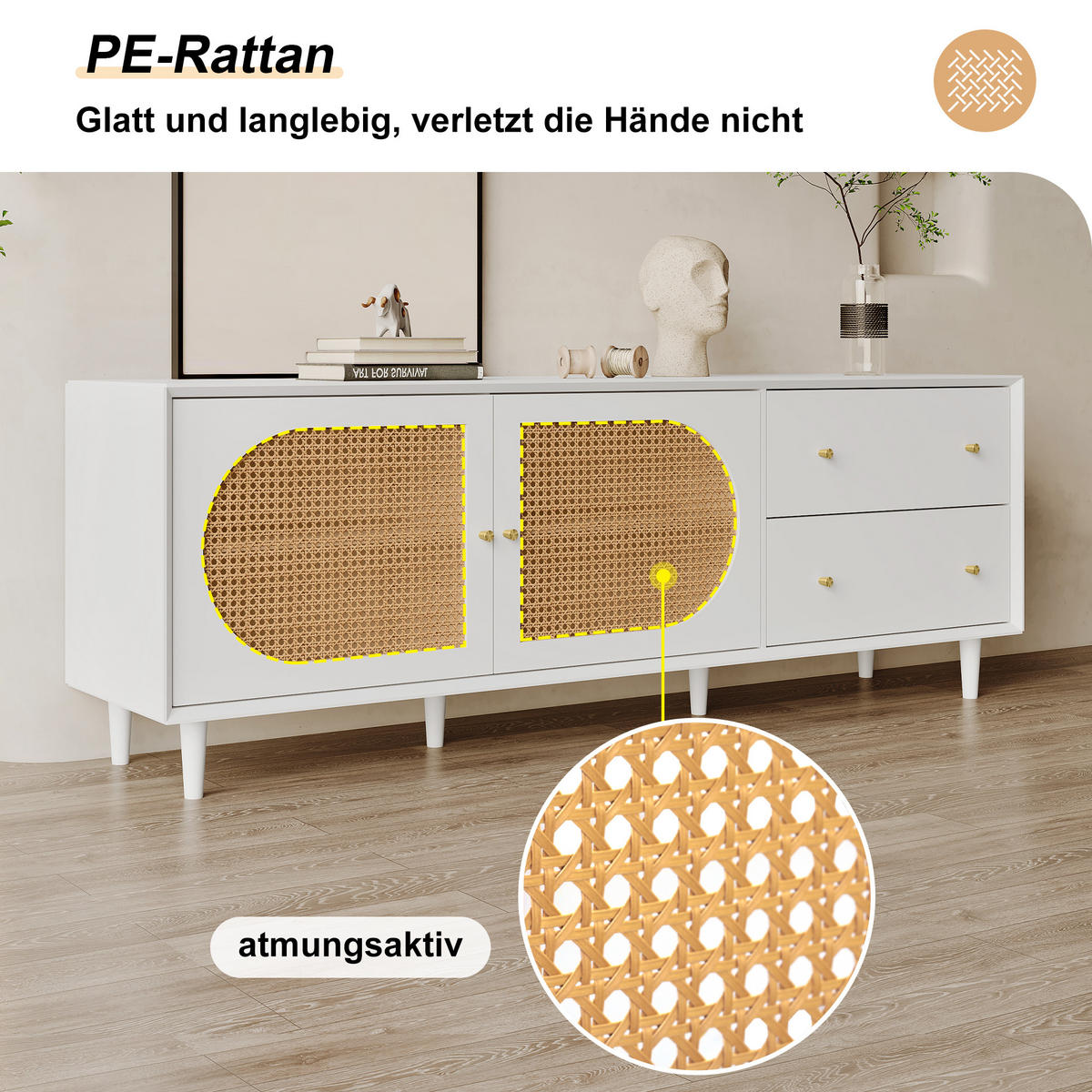 TV-SCHRANK Weiß 180/40/65 cm - Weiß, Holzwerkstoff (40/65/180cm) - Urban Meuble