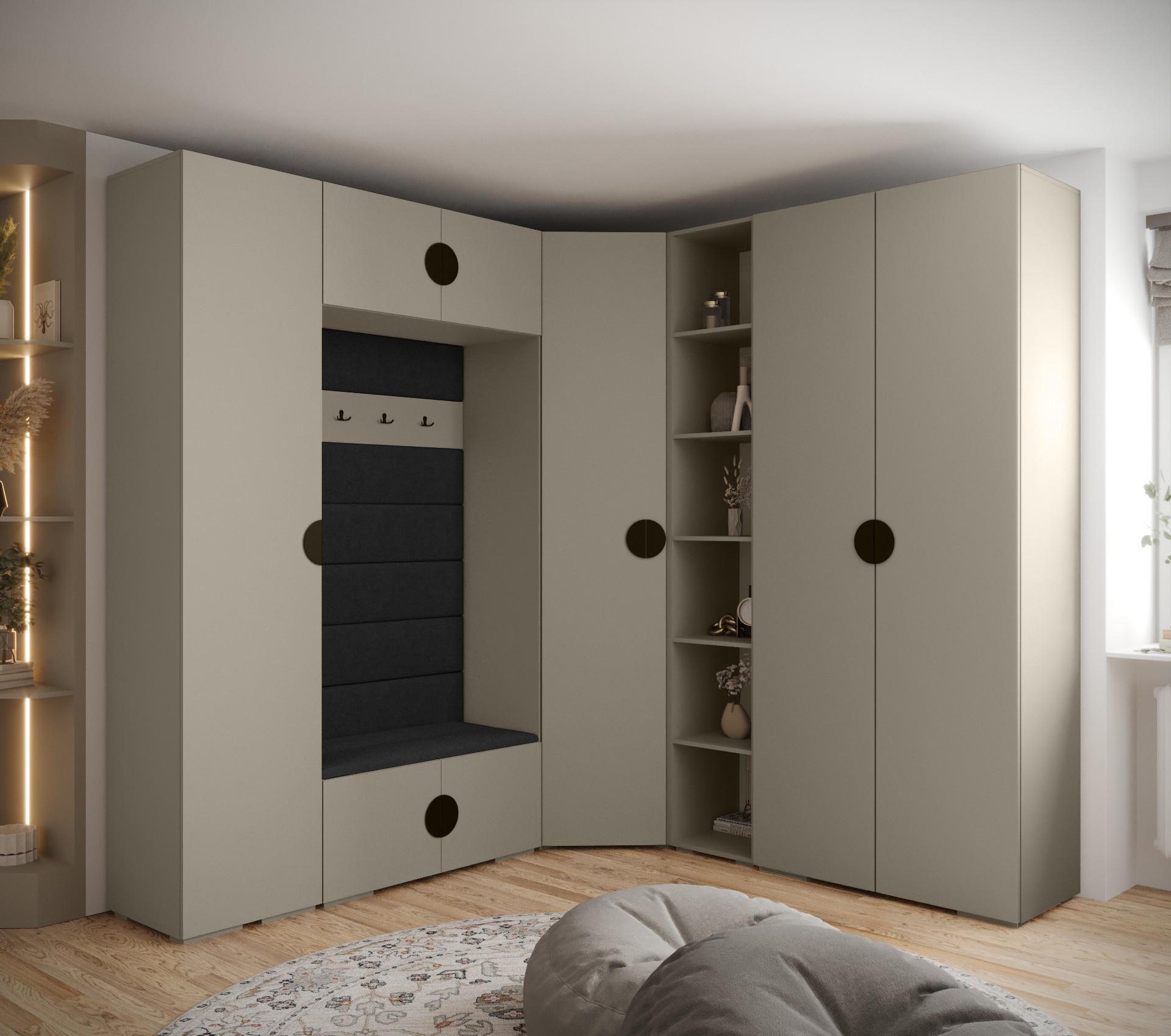 GARDEROBEN-SET 236,7/231,7/47 - Kaschmir/Schwarz, Holz/Metall (181.7/236.7/47cm) - Abiks Möbel