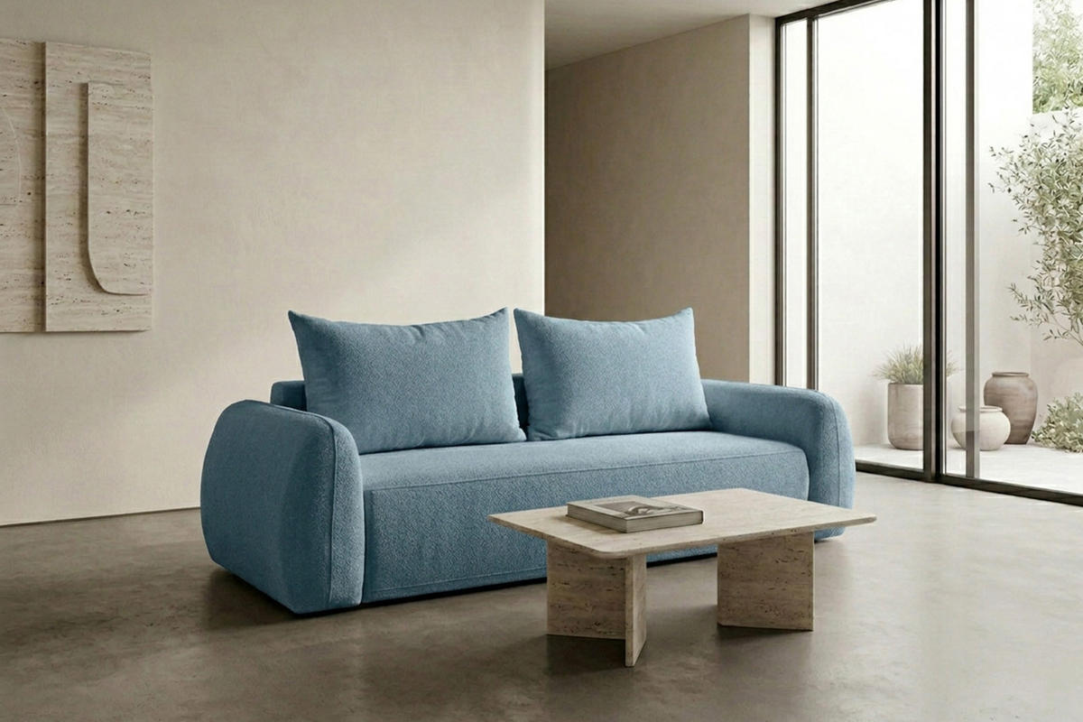 POHOVKA S Funkcí Spaní A Úložným Prostorem, Látka Doha, Modrá, HELA - modrá, dřevo (250/89/100cm) - Kaiser Möbel