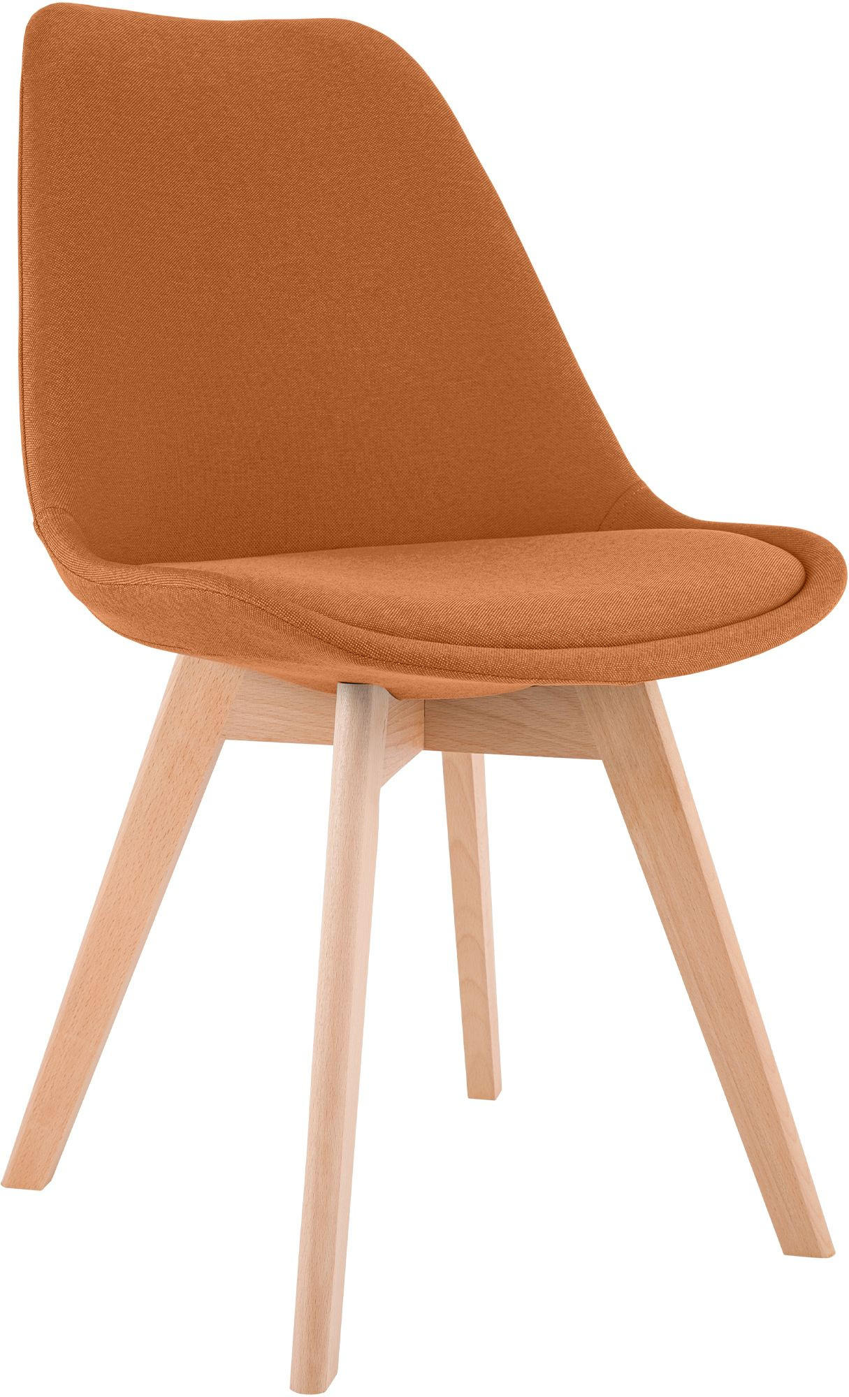 STUHL Stoff Orange - Eukalyptusholzfarben/Orange, Holz/Textil (49/83/50cm) - CLP