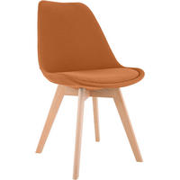STUHL Stoff Orange - Eukalyptusholzfarben/Orange, Holz/Textil (49/83/50cm) - CLP