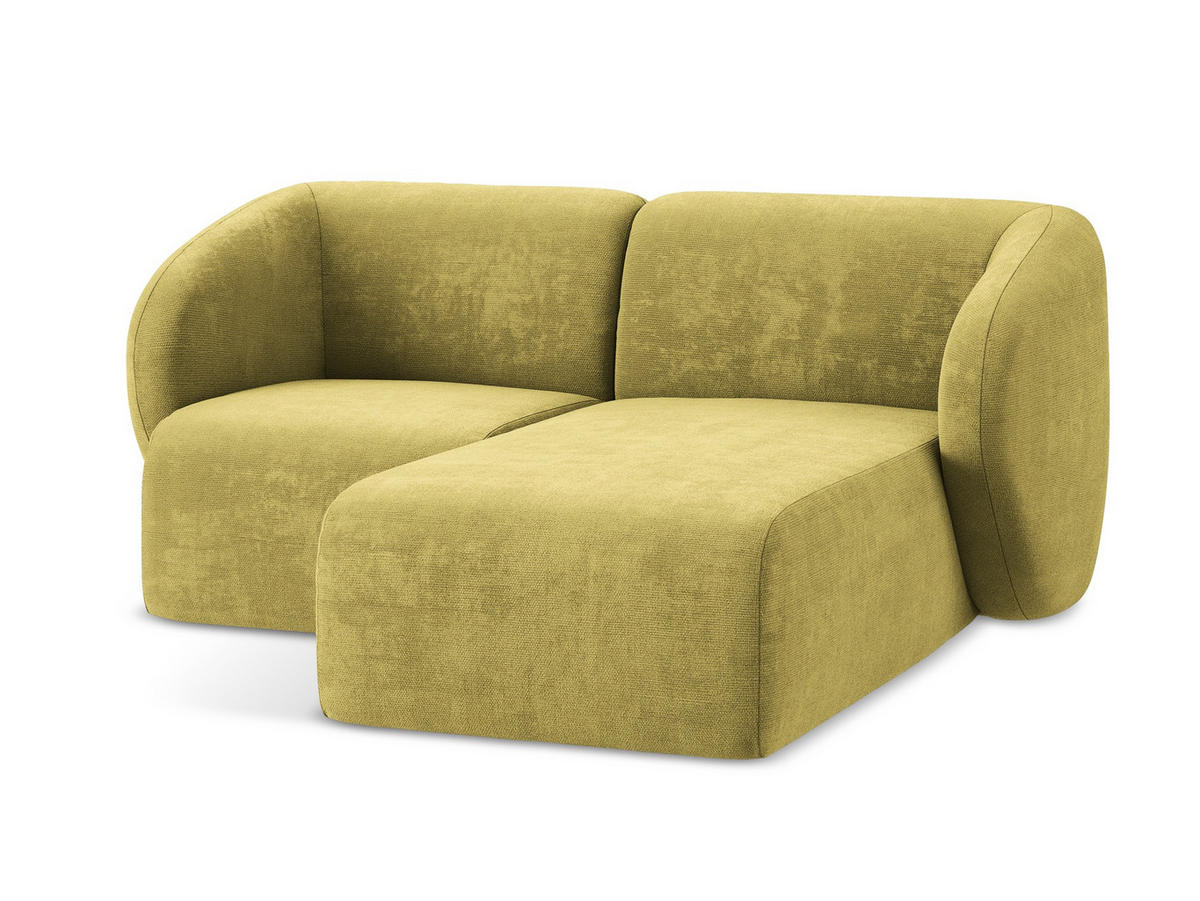 ECKSOFA Rechts Chenille Stoff Grün - Limette/Schwarz, Holzwerkstoff/Kunststoff (178/166cm) - Makamii