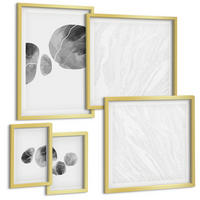 BILDER SET 5er Set - 50x50 cm & 20x30 cm & 40x60 cm Goldrahmen - Abstrakte Kunst, Farbspritzer - Goldfarben, Kunststoff (40/60cm) - TULUP