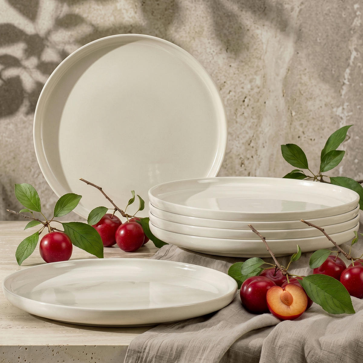 TELLER-SET VICTO 6-tlg Speiseteller - Beige, Keramik (27cm) - KONSIMO®