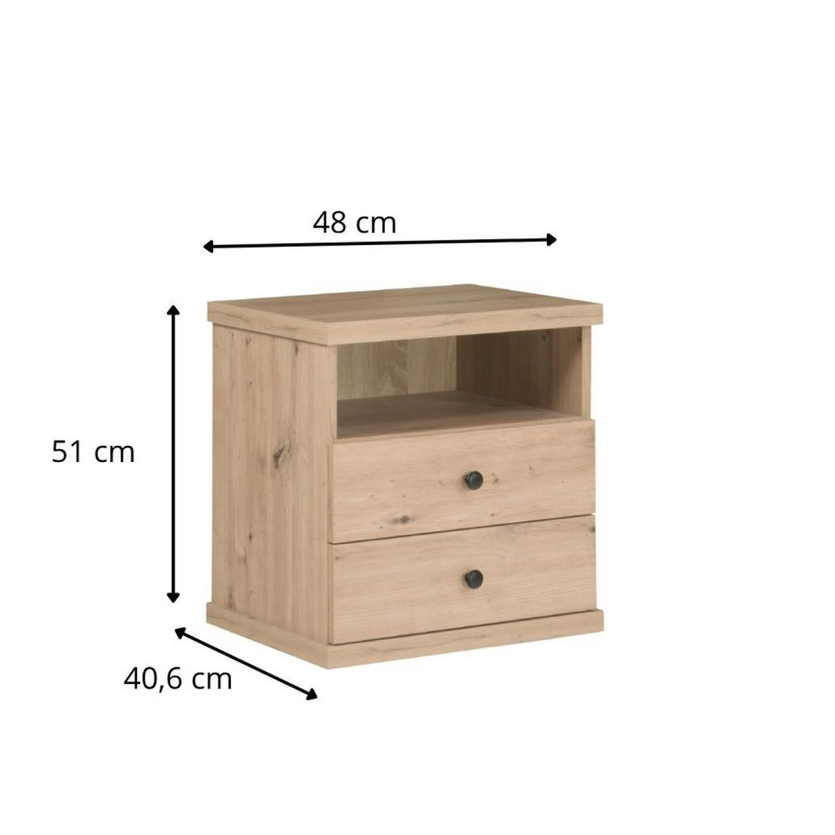 NACHTKOMMODE Cali C-17 48 x 51 x 40,6 cm Eiche Artisan - Eiche Artisan, Holzwerkstoff (48/51/40.6cm) - Koseto