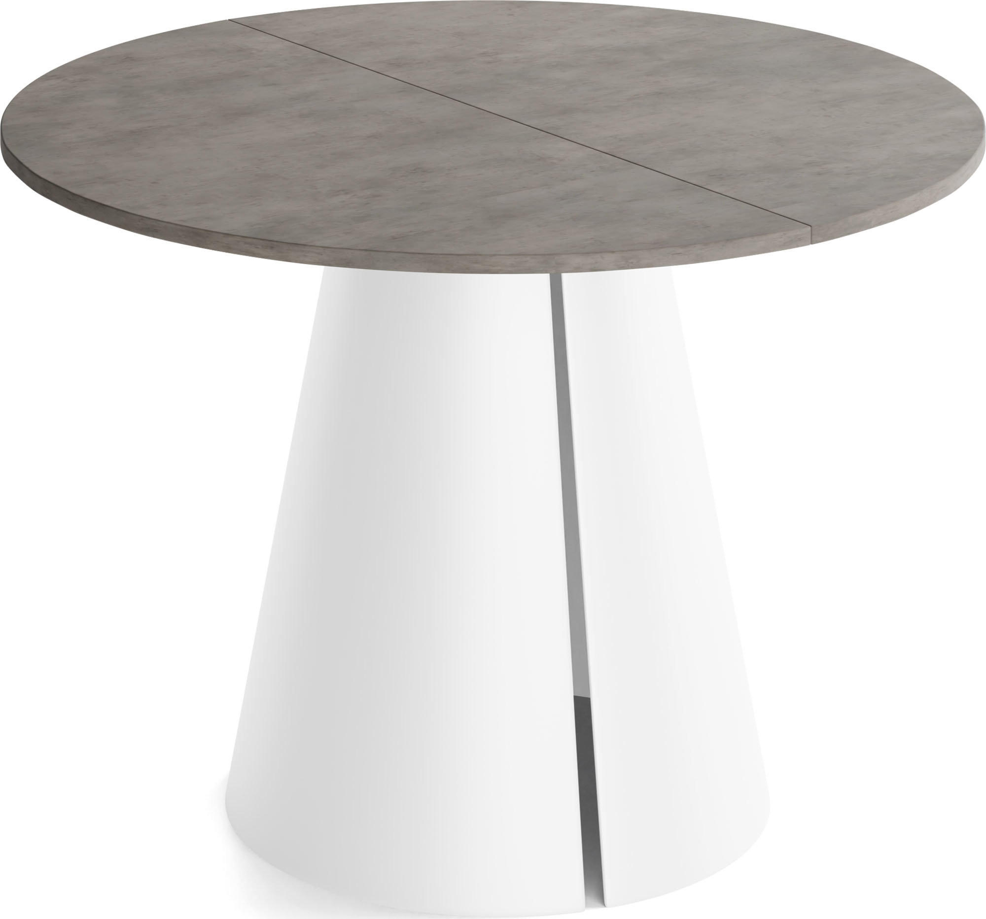 ESSTISCH Lamio runder ausziehbarer, Beton-Optik Dunkelgrau 120-200/120/76 cm - Dunkelgrau/Weiß, Holzwerkstoff/Metall (120/196/76cm) - WFL GROUP